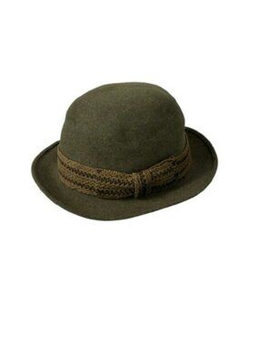 VTG 50s Penney's Marathon Green Fur Felt Bowler Derby Hat Dark Academia Retro